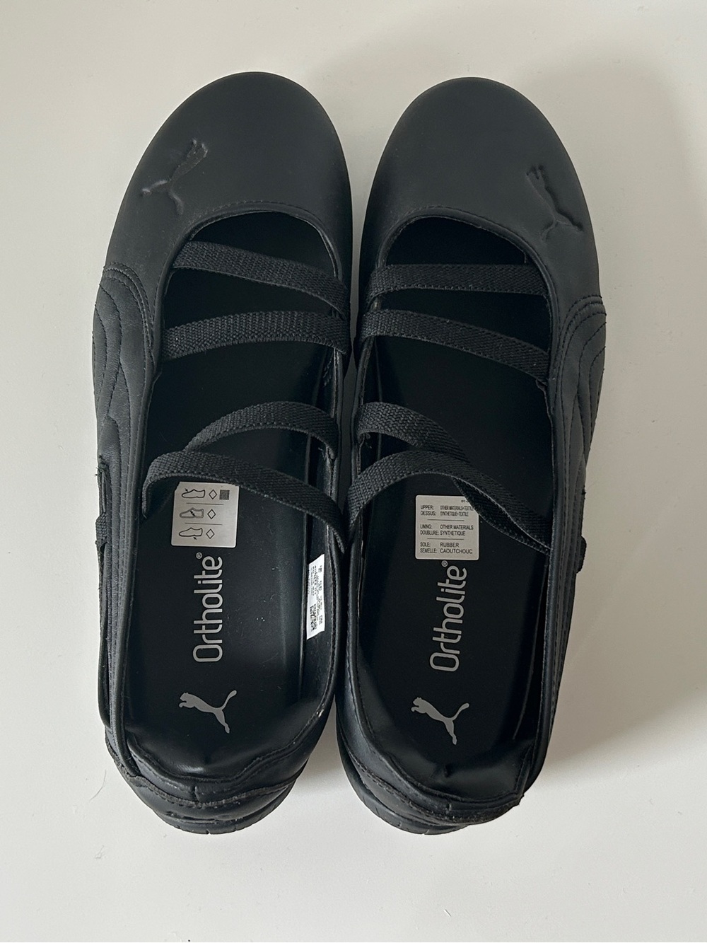 Puma Black Strappy Ballet Flats - Picture 3 of 6